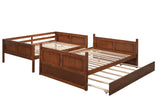 Hearth and Haven Brawnson Full over Full Bunk Bed with Twin Trundle, Walnut LT000350AAL