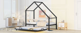 Hearth and Haven Twin Size House Bed with Trundle, Black