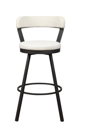 English Elm Pub Appert 2-Piece Faux Leather Swivel Counter Stools with Dark Gray Metal Base for Dining Comfort White 29 L x 27.25 W x 15.75 H B01166596
