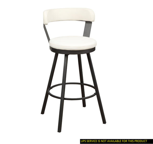 English Elm Pub Appert 2-Piece Faux Leather Swivel Counter Stools with Dark Gray Metal Base for Dining Comfort White 29 L x 27.25 W x 15.75 H B01166596