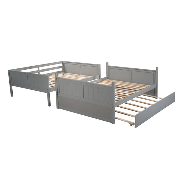 English Elm Full Over Bunk Bed with Twin Trundle Pine Frame Kids Shared Bedroom Sleeper LT000350AAE