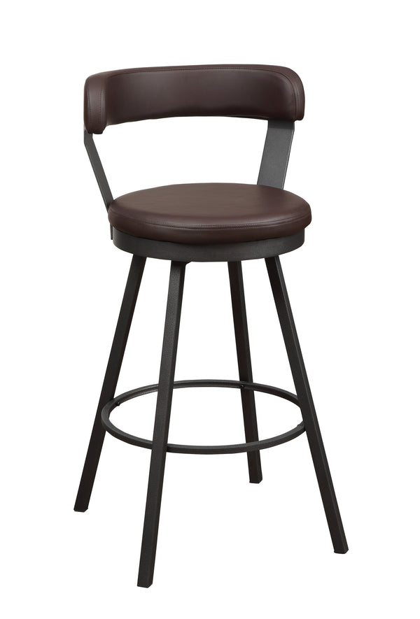 English Elm Pub Appert 2-Piece Faux Leather Swivel Counter Stools with Dark Gray Metal Base for Dining Comfort Brown 29 L x 27.25 W x 15.75 H B01166595