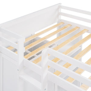 English Elm Twin Loft Bed with Standalone Sleeper Desk Wardrobe and Shelves for Kids Rooms LT000820AAK