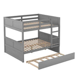 Hearth and Haven Brawnson Full over Full Bunk Bed with Twin Trundle, Grey LT000350AAE