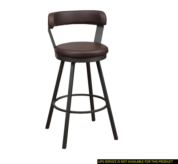 English Elm Pub Appert 2-Piece Faux Leather Swivel Counter Stools with Dark Gray Metal Base for Dining Comfort Brown 29 L x 27.25 W x 15.75 H B01166595