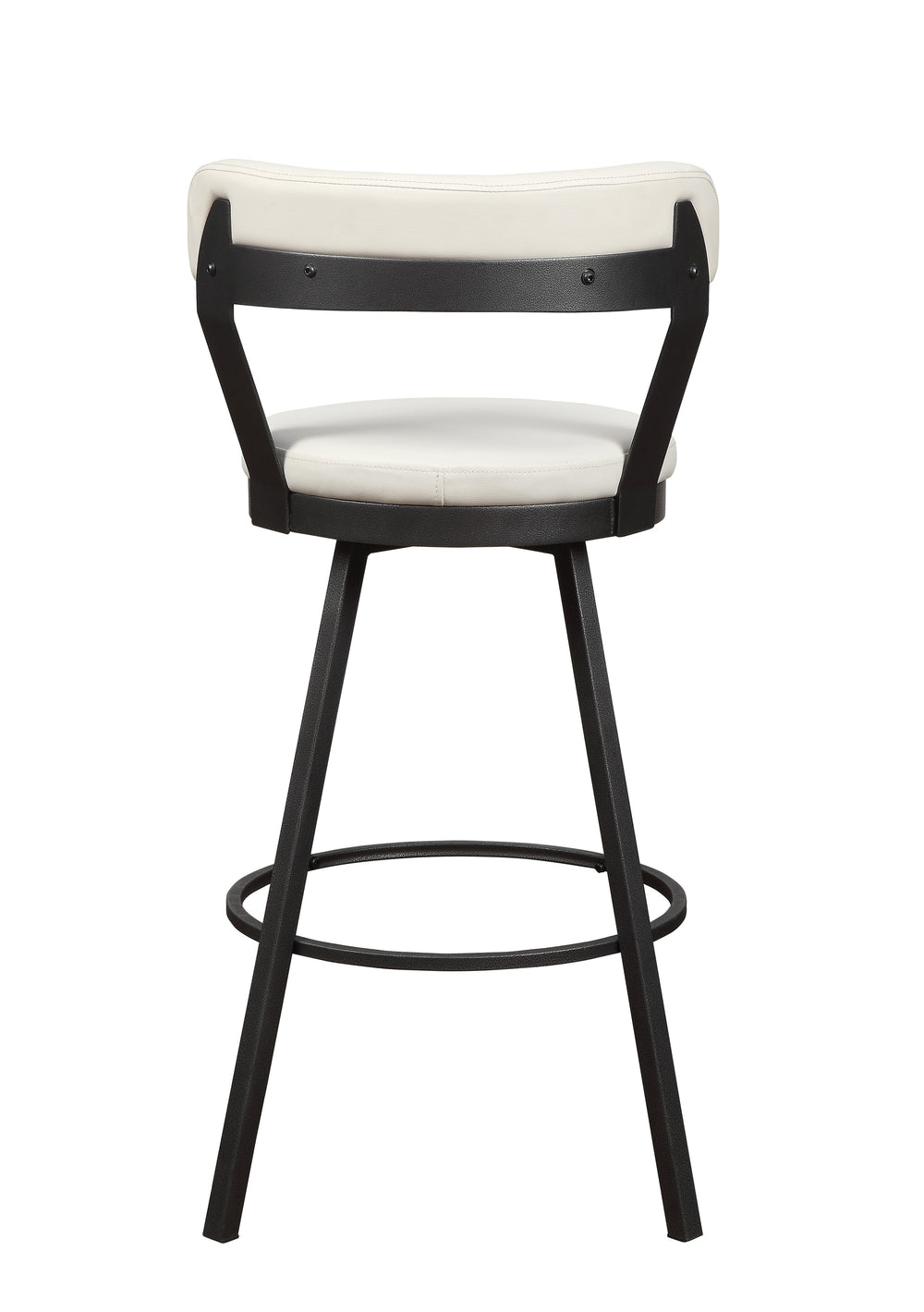 English Elm Pub Appert 2-Piece Faux Leather Swivel Counter Stools with Dark Gray Metal Base for Dining Comfort White 29 L x 27.25 W x 15.75 H B01166596
