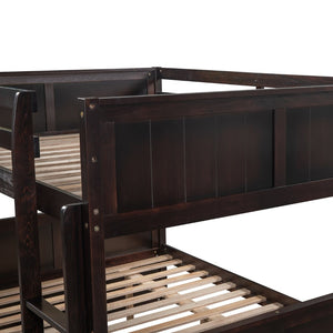 English Elm Full Over Bunk Bed with Twin Trundle Pine Frame Kids Shared Bedroom Sleeper Espresso LT000350AAP