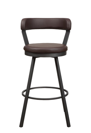 English Elm Pub Appert 2-Piece Faux Leather Swivel Counter Stools with Dark Gray Metal Base for Dining Comfort Brown 29 L x 27.25 W x 15.75 H B01166595