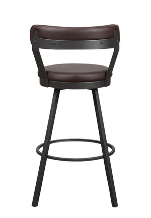 English Elm Pub Appert 2-Piece Faux Leather Swivel Counter Stools with Dark Gray Metal Base for Dining Comfort Brown 29 L x 27.25 W x 15.75 H B01166595