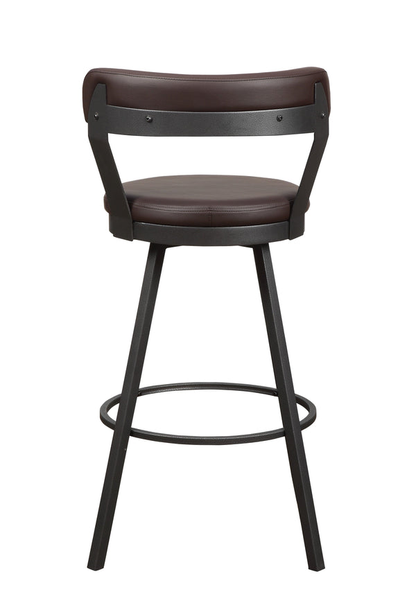 English Elm Pub Appert 2-Piece Faux Leather Swivel Counter Stools with Dark Gray Metal Base for Dining Comfort Brown 29 L x 27.25 W x 15.75 H B01166595