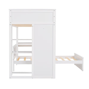 English Elm Twin Loft Bed with Standalone Sleeper Desk Wardrobe and Shelves for Kids Rooms LT000820AAK