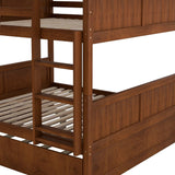 Hearth and Haven Brawnson Full over Full Bunk Bed with Twin Trundle, Walnut LT000350AAL