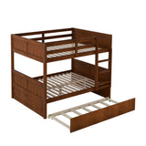 Hearth and Haven Brawnson Full over Full Bunk Bed with Twin Trundle, Walnut LT000350AAL