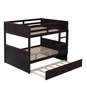English Elm Full Over Bunk Bed with Twin Trundle Pine Frame Kids Shared Bedroom Sleeper Espresso LT000350AAP