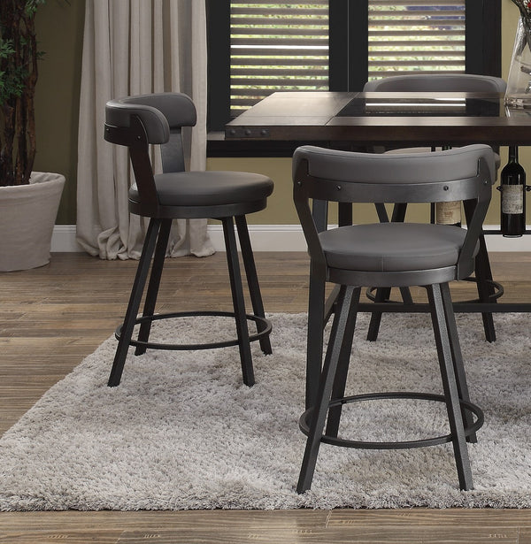 English Elm Metal 24-Inch Counter Height Swivel Chairs Set of 2 with Faux Leather Upholstered Round Seats, Modern Dining Gray 29 L x 24.75 W x 15.75 H B01166592