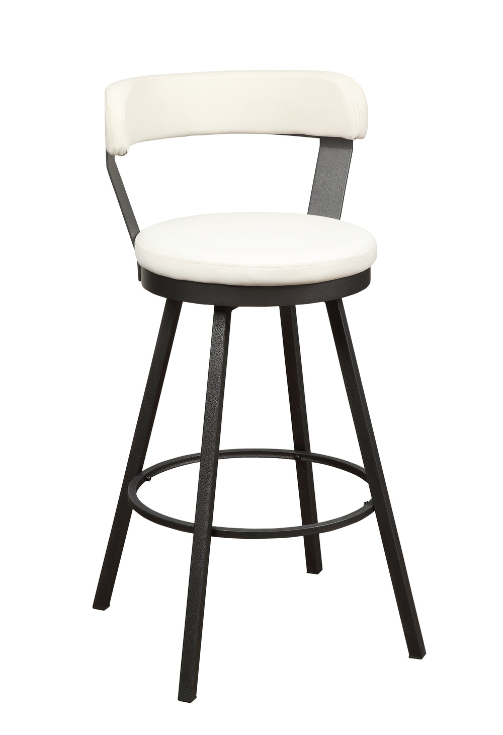 English Elm Pub Appert 2-Piece Faux Leather Swivel Counter Stools with Dark Gray Metal Base for Dining Comfort White 29 L x 27.25 W x 15.75 H B01166596