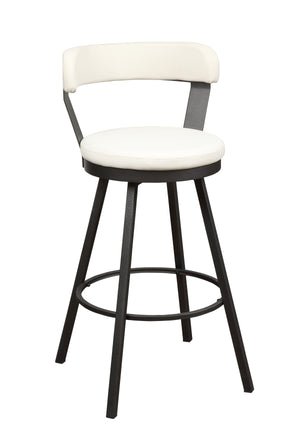 English Elm Pub Appert 2-Piece Faux Leather Swivel Counter Stools with Dark Gray Metal Base for Dining Comfort White 29 L x 27.25 W x 15.75 H B01166596