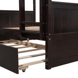 Hearth and Haven Brawnson Full over Full Bunk Bed with Twin Trundle, Espresso LT000350AAP