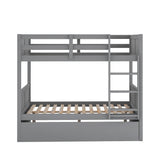 Hearth and Haven Brawnson Full over Full Bunk Bed with Twin Trundle, Grey LT000350AAE