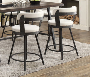 English Elm Metal 24-Inch Counter Height Swivel Chairs Set of 2 with Faux Leather Upholstered Round Seats, Modern Dining White 29 L x 24.75 W x 15.75 H B01166594