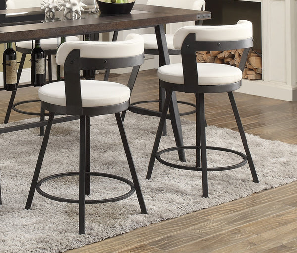 English Elm Metal 24-Inch Counter Height Swivel Chairs Set of 2 with Faux Leather Upholstered Round Seats, Modern Dining White 29 L x 24.75 W x 15.75 H B01166594