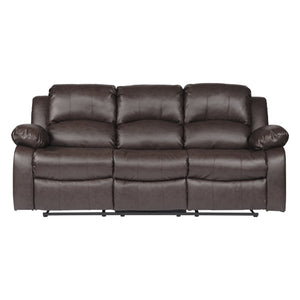 English Elm Comfortable Brown Double Reclining Sofa with Bonded Leather, Solid Wood Frame, 83” x 36.5” x 38.5” B01166579