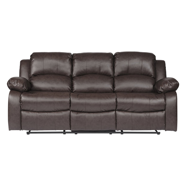 English Elm Comfortable Brown Double Reclining Sofa with Bonded Leather, Solid Wood Frame, 83” x 36.5” x 38.5” B01166579