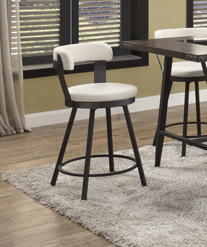 English Elm Metal 24-Inch Counter Height Swivel Chairs Set of 2 with Faux Leather Upholstered Round Seats, Modern Dining White 29 L x 24.75 W x 15.75 H B01166594