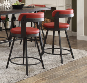 English Elm Metal 24-Inch Counter Height Swivel Chairs Set of 2 with Faux Leather Upholstered Round Seats, Modern Dining Red 29 L x 24.75 W x 15.75 H B01166593