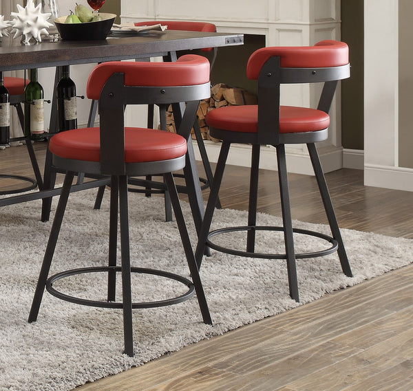 English Elm Metal 24-Inch Counter Height Swivel Chairs Set of 2 with Faux Leather Upholstered Round Seats, Modern Dining Red 29 L x 24.75 W x 15.75 H B01166593