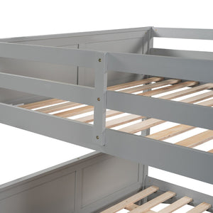 English Elm Full Over Bunk Bed with Twin Trundle Pine Frame Kids Shared Bedroom Sleeper LT000350AAE
