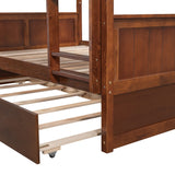 Hearth and Haven Brawnson Full over Full Bunk Bed with Twin Trundle, Walnut LT000350AAL