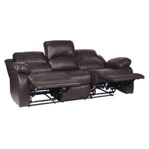 English Elm Comfortable Brown Double Reclining Sofa with Bonded Leather, Solid Wood Frame, 83” x 36.5” x 38.5” B01166579