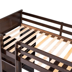 English Elm Twin Loft Bed with Standalone Sleeper Desk Wardrobe and Shelves for Kids Rooms Espresso LT000820AAP