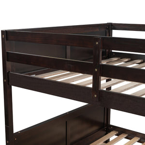English Elm Full Over Bunk Bed with Twin Trundle Pine Frame Kids Shared Bedroom Sleeper Espresso LT000350AAP