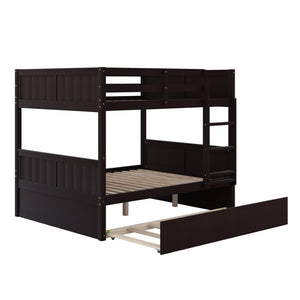 English Elm Full Over Bunk Bed with Twin Trundle Pine Frame Kids Shared Bedroom Sleeper Espresso LT000350AAP