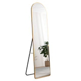 English Elm The 1St Generation Of Floor Mounted Full Length Mirrors. Aluminum Alloy Metal Frame Arched Wall Mirror, Bathroom Makeup Mirror, Bedroom Porch, Wall Mounted. Gold 60 "* 16.5"W115158172