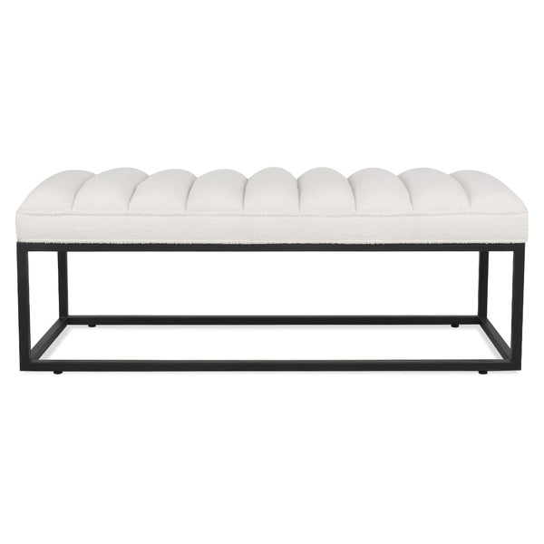 English Elm Metal Base Quilted Foam Cushion Upholstered Bench for Bedroom or Entryway Seating W68049948