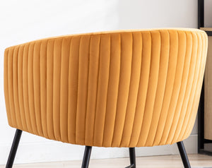 English Elm Luxurious Hera Accent Chair in Orangeish Velvet with Black Metal Legs, Plush Seat, Modern Statement Piece B01166685