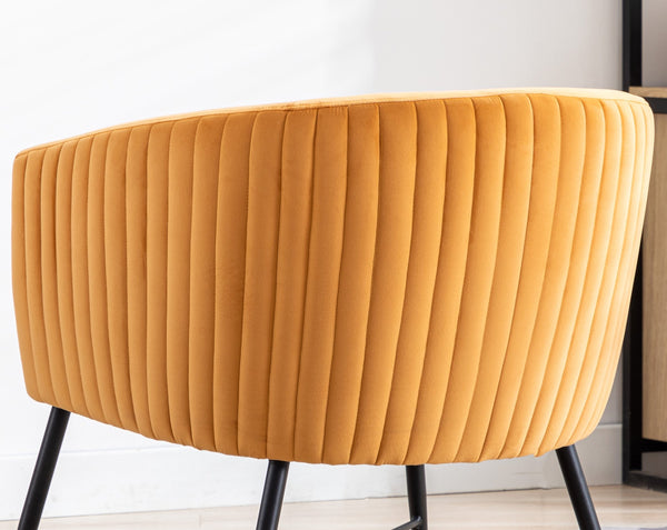 English Elm Luxurious Hera Accent Chair in Orangeish Velvet with Black Metal Legs, Plush Seat, Modern Statement Piece B01166685