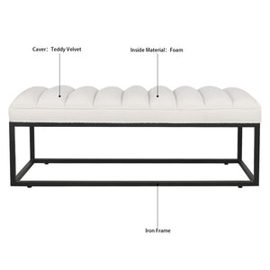 English Elm Metal Base Quilted Foam Cushion Upholstered Bench for Bedroom or Entryway Seating W68049948