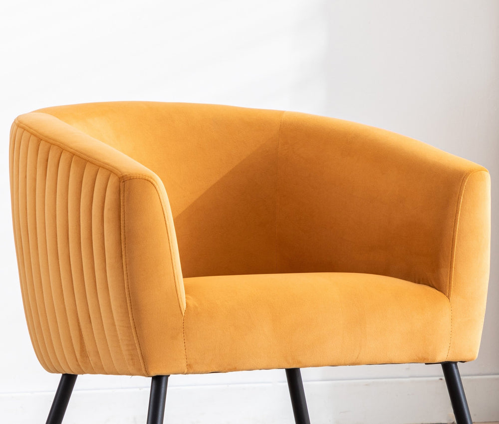 English Elm Luxurious Hera Accent Chair in Orangeish Velvet with Black Metal Legs, Plush Seat, Modern Statement Piece B01166685