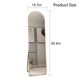 English Elm The 1St Generation Of Floor Mounted Full Length Mirrors. Aluminum Alloy Metal Frame Arched Wall Mirror, Bathroom Makeup Mirror, Bedroom Porch, Wall Mounted. Gold 60 "* 16.5"W115158172