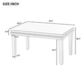 English Elm Fashionable Modern Glass Mirrored Coffee Table, Easy Assembly Cocktail Table With Crystal Design and Adjustable Height Legs, Silver