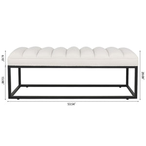 English Elm Metal Base Quilted Foam Cushion Upholstered Bench for Bedroom or Entryway Seating W68049948