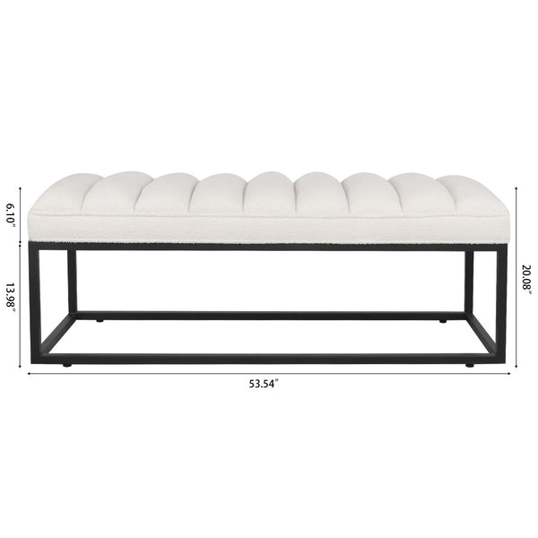 English Elm Metal Base Quilted Foam Cushion Upholstered Bench for Bedroom or Entryway Seating W68049948