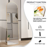 English Elm The 1St Generation Of Floor Mounted Full Length Mirrors. Aluminum Alloy Metal Frame Arched Wall Mirror, Bathroom Makeup Mirror, Bedroom Porch, Wall Mounted. Gold 60 "* 16.5"W115158172