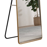 English Elm The 1St Generation Of Floor Mounted Full Length Mirrors. Aluminum Alloy Metal Frame Arched Wall Mirror, Bathroom Makeup Mirror, Bedroom Porch, Wall Mounted. Gold 60 "* 16.5"W115158172