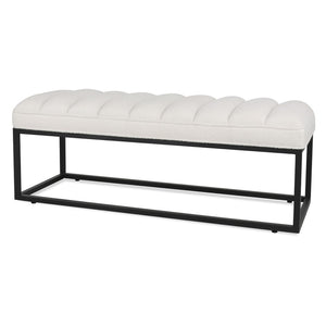 English Elm Metal Base Quilted Foam Cushion Upholstered Bench for Bedroom or Entryway Seating W68049948