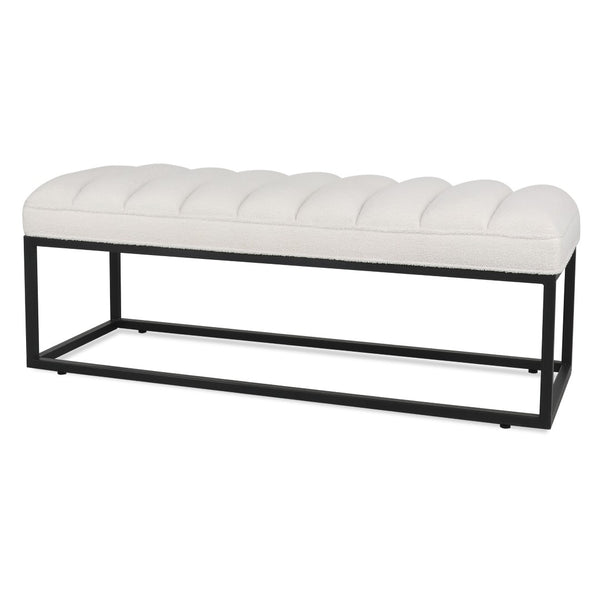 English Elm Metal Base Quilted Foam Cushion Upholstered Bench for Bedroom or Entryway Seating W68049948